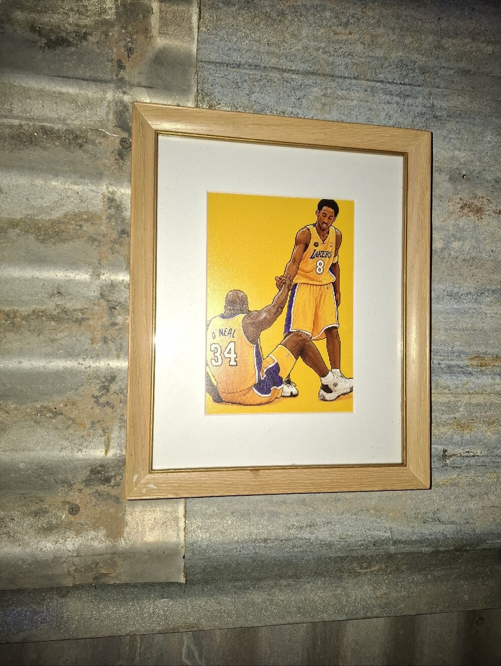 8 Bit Shaquille O'Neal & Kobe Bryant Retro NBA Los Angeles Lakers Framed Print